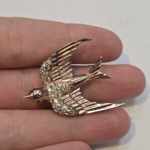 Vintage CoroCraft Pegasus Flying Swallow Sterling Fur/Dress Clip